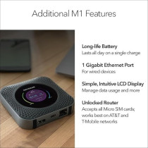 Netgear MR1100-100EUS Nighthawk LTE Mobile Hotspot Router, Unlocked For All Networks, Grey
