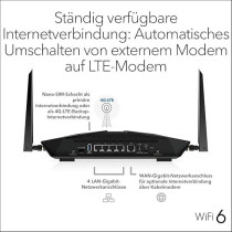 Netgear Nighthawk 4-Stream AX4 Wifi 6 Router With 4G LTE Built-In Modem (LAX20), 1.8Gbps