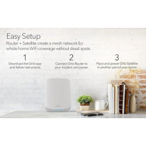 Netgear RBK763S Orbi Tri-Band Wifi 6 Mesh System, AX5400 5.4Gbps, White