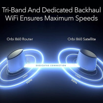 Netgear Orbi Whole Home Tri-Band Mesh WiFi 6 System RBK863SB Router With 3 Satellites Upto 8,000 Sq Ft AX6000 Upto 6Gbps, Black