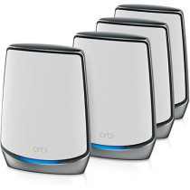 Netgear Orbi Whole Home Tri-Band Mesh Wi-Fi 6 System RBK854 Router With 3 Satellite Extenders, White