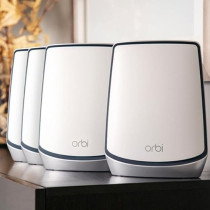 Netgear Orbi Whole Home Tri-Band Mesh Wi-Fi 6 System RBK854 Router With 3 Satellite Extenders, White