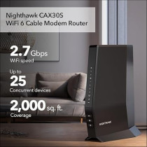 Netgear Nighthawk Wifi 6 Cable Modem Router With 90-Day Cyber Threat Protection Subscription (CAX30S), Black