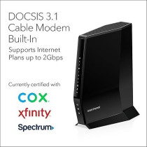 Netgear Nighthawk Wifi 6 Cable Modem Router With 90-Day Cyber Threat Protection Subscription (CAX30S), Black
