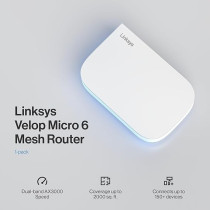 Linksys Velop Micro 6 Dual Band Mesh Wifi 6 Router, White