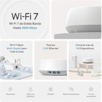 TP-Link Deco BE25(3-Pack), BE3600 Mbps, 2 x 2.5 Gbps Ports, AI Supported Multi-Process Capability, Connectivity Up To 150 Devices, VPN, WPA3, Dual-Band Wi-Fi 7 Mesh System