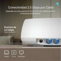 TP-Link Deco BE25(3-Pack), BE3600 Mbps, 2 x 2.5 Gbps Ports, AI Supported Multi-Process Capability, Connectivity Up To 150 Devices, VPN, WPA3, Dual-Band Wi-Fi 7 Mesh System