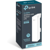 TP-Link 2.4GHz N300 Long Range Outdoor CPE For PtP And PtMP Transmission, Point To Point Wireless Bridge, 9dBi, 5km+, Passive PoE Powered w/Free PoE Injector, Pharos Control (CPE210)