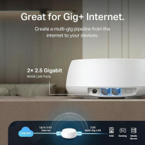 TP-Link Dual-Band BE5000 WiFi 7 Mesh Wi-Fi System (Deco BE25), 4-Stream 5 Gbps, 240 Mhz Channels, Covers Up To 6,600 Sq.Ft, 2X 2.5G Ports Wired Backhaul, VPN,MLO, AI-Roaming, HomeShield (3-Pack)