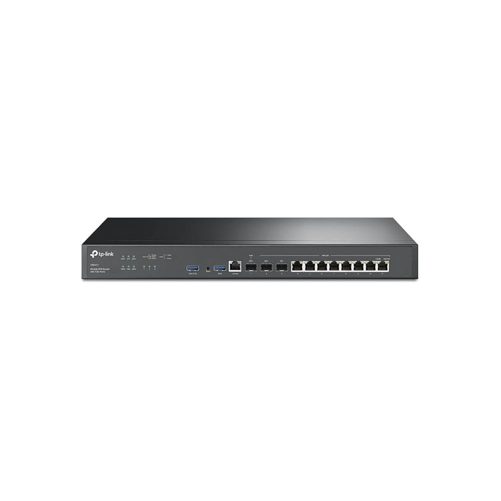 TP-Link ER8411, Enterprise Wired 10G VPN Router, Up To 10 WAN Ports, High Network Capacity, SPI Firewall, Omada SDN Integrated, Load Balance, Lightning Protection, Limited Lifetime Protection