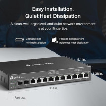TP-Link ER7212PC, Omada Router, PoE Switch And Controller 3-in-1 Gigabit VPN Router, Up To 4 WAN, 8 PoE+ LAN Port 110W, Fanless, Easy Installation, Load Balance