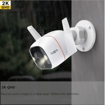 Tapo 2K QHD Outdoor Security Camera, IP66 Weatherproof, Motion Detection, Starlight, Built-In Siren, 4MP, Colour Night Vision, Cloud And SD Card Storage, Works With Alexa And Google Home (Tapo C320WS)