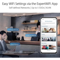 ASUS ExpertWiFi EBA63, AX3000 Dual-Band WiFi 6 (802.11ax) PoE Access Point, Support Up To 5 SSIDs And VLAN, Self-Defined Network, Support PoE And PoE+, Easy Management App, AiMesh Compatible, White