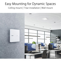 ASUS ExpertWiFi EBA63, AX3000 Dual-Band WiFi 6 (802.11ax) PoE Access Point, Support Up To 5 SSIDs And VLAN, Self-Defined Network, Support PoE And PoE+, Easy Management App, AiMesh Compatible, White