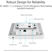ASUS ExpertWiFi EBA63, AX3000 Dual-Band WiFi 6 (802.11ax) PoE Access Point, Support Up To 5 SSIDs And VLAN, Self-Defined Network, Support PoE And PoE+, Easy Management App, AiMesh Compatible, White