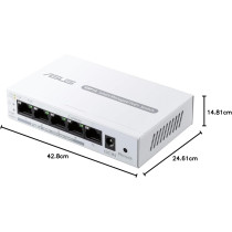 ASUS ExpertWiFi EBP15, 5-Port GbE Smart Managed PoE+ Switch, Supports PoE Priority Setting, Perfect For PoE APs, IP Cameras, VoIP Phones, Centralized App Management With ExpertWiFi Router, White