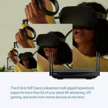 Linksys Hydra Pro 6E Tri‑Band WiFi 6E Mesh Router - Wireless Gaming 8 - Stream Router, 6 GHz Band for 8K Streaming, Up to 6.6 Gbps Speed, 2700 sq. ft Coverage, 55+ Devices, Works with Velop Mesh System