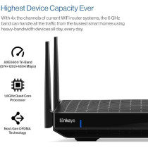 Linksys Hydra Pro 6E Tri‑Band WiFi 6E Mesh Router - Wireless Gaming 8 - Stream Router, 6 GHz Band for 8K Streaming, Up to 6.6 Gbps Speed, 2700 sq. ft Coverage, 55+ Devices, Works with Velop Mesh System