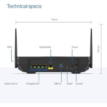 Linksys Hydra Pro 6E Tri‑Band WiFi 6E Mesh Router - Wireless Gaming 8 - Stream Router, 6 GHz Band for 8K Streaming, Up to 6.6 Gbps Speed, 2700 sq. ft Coverage, 55+ Devices, Works with Velop Mesh System