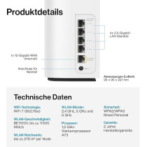 Linksys Velop Pro 7 10G Mesh WiFi 7 Router TriBand BE11000 - Full Coverage w/Cognitive Mesh System10 Gbps True Gigabit Speed, Simple Set-up, up to 2,700 sq. ft. & 200 Devices - 1x Router - White
