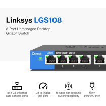 Linksys LGS108 8-Port Business Desktop Gigabit Ethernet Switch