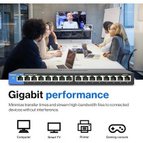 Linksys LGS116 16 Port Gigabit Unmanaged Network Switch Home/Office Ethernet Switch Hub with Metal Housing Wall Mount or Desktop Ethernet Splitter, Easy Plug And Play Connection