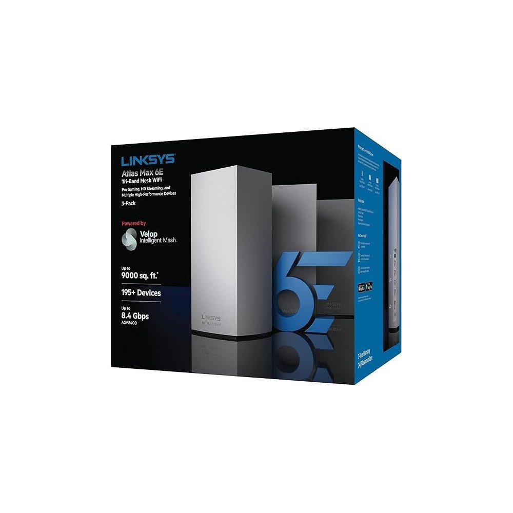 Linksys MX8503 Atlas Max 6E Tri-Band Mesh Wi-Fi 6E System (3 Pack)
