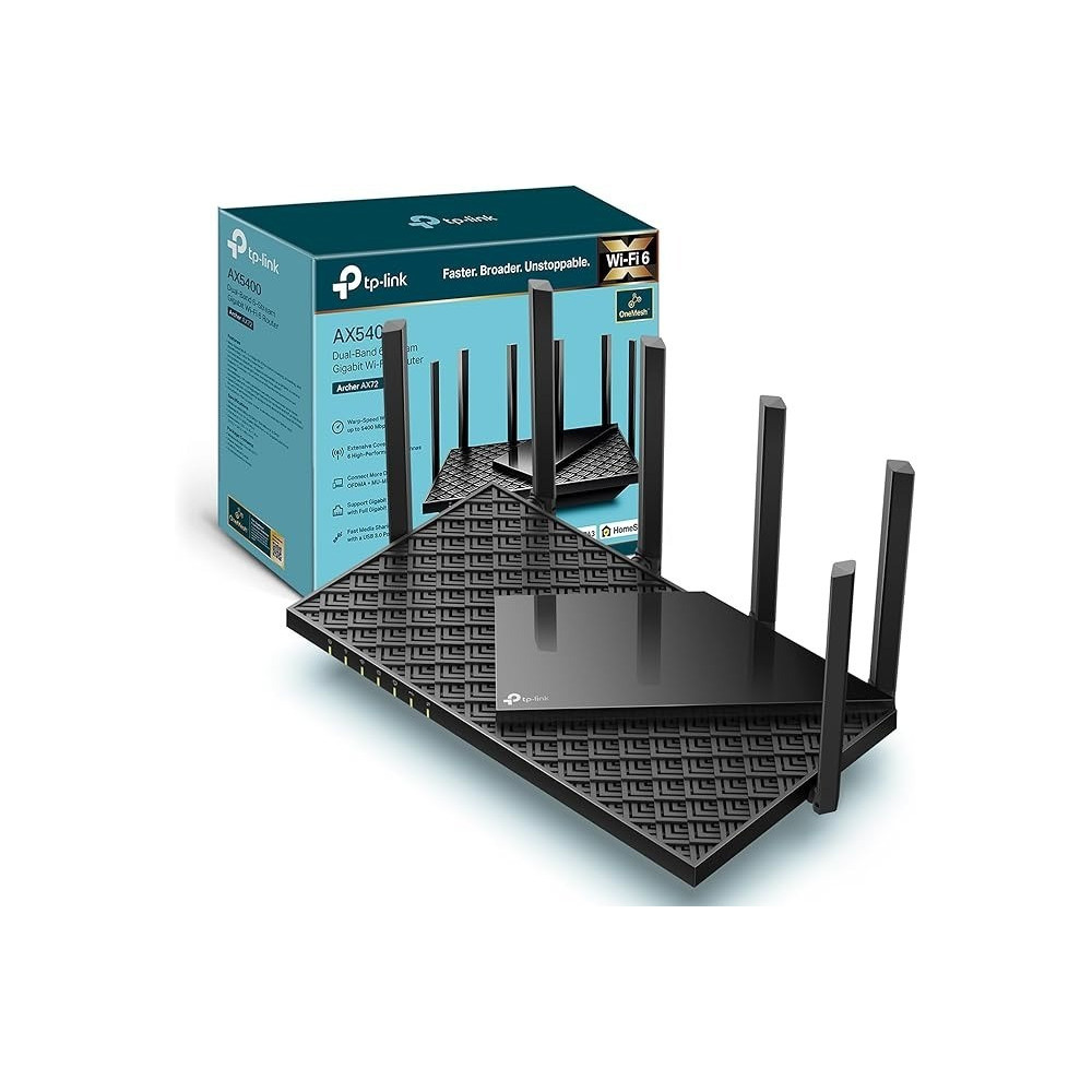 TP-Link Next-Gen Wi-Fi 6 AX5400 Mbps Gigabit Dual Band Wireless Router, OneMesh Supported, Dual-Core CPU, TP-Link HomeShield, Ideal for Gaming Xbox/PS4/Steam, Plug and Play, Archer AX72
