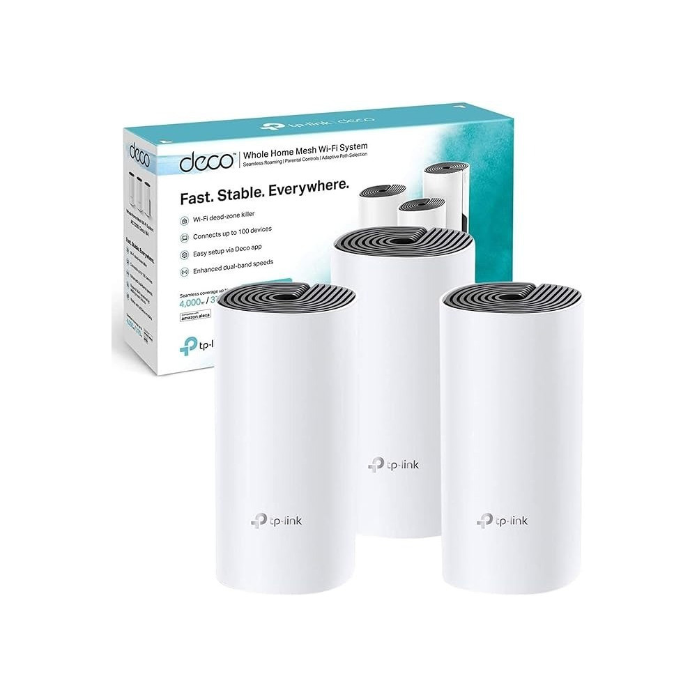 TP-Link Deco M4 Whole Home Mesh Wi-Fi System, Up to 4000 sq ft Coverage, Qualcomm CPU, Dual-Band AC1200 with Gigabit Ports, Compatible with Amazon Echo/Alexa, Parent Control, Pack of 3