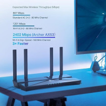 TP-Link WiFi 6 OneMesh Router, AX3000 Mbps Gigabit VPN Router, Dual-Core CPU Fibre Router, WPA3 Cybersecurity, Ideal for Gaming Xbox/PS4/Steam, Compatible with Alexa, Archer AX53