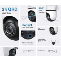 Tapo Outdoor Pan/Tilt Security Wi-Fi Camera with Smart Motion Tracking, IP66 Weatherproof, Multiple Installation Options and Voice Activated Wired/Wireless Networking, TAPO C520WS