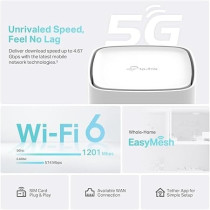 TP-Link Archer NX200 5G Wi-Fi 6 AX1800Mbps Router with SIM, Dual Band, Plug and Play, Gigabit WAN/LAN Port, 4K-QAM, Beamforming, 8 × 5G/LTE, 2 × Wi-Fi Internal Antennas, EasyMesh, Home Shield