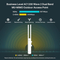 TP-Link EAP225-Outdoor, Omada AC1200 Wireless Gigabit Outdoor Access Point, Business WiFi Solution w/Mesh Support, Seamless Roaming and MU-MIMO, PoE Powered, SDN Integrated, Cloud Access and App