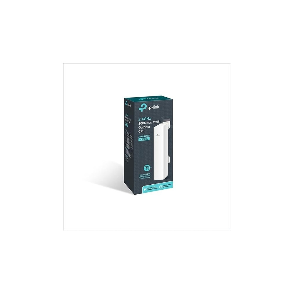 TP-Link CPE220 2.4GHz, 300Mbps Long Range Outdoor CPE for PtP and PtMP Transmission, Point to Point Wireless Bridge, 12DBI, 13kmPlus, Passive PoE Powered with Free PoE Injector