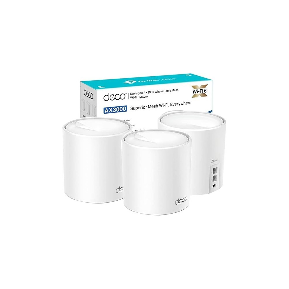 TP-Link Deco X60 AX3000 Whole Home Mesh Wi-Fi 6 System, Up to 7,000 Sq ft Coverage, 1 GHz Quad-Core CPU, Compatible with Amazon Alexa, HomeShield Security, Pack of 3, White