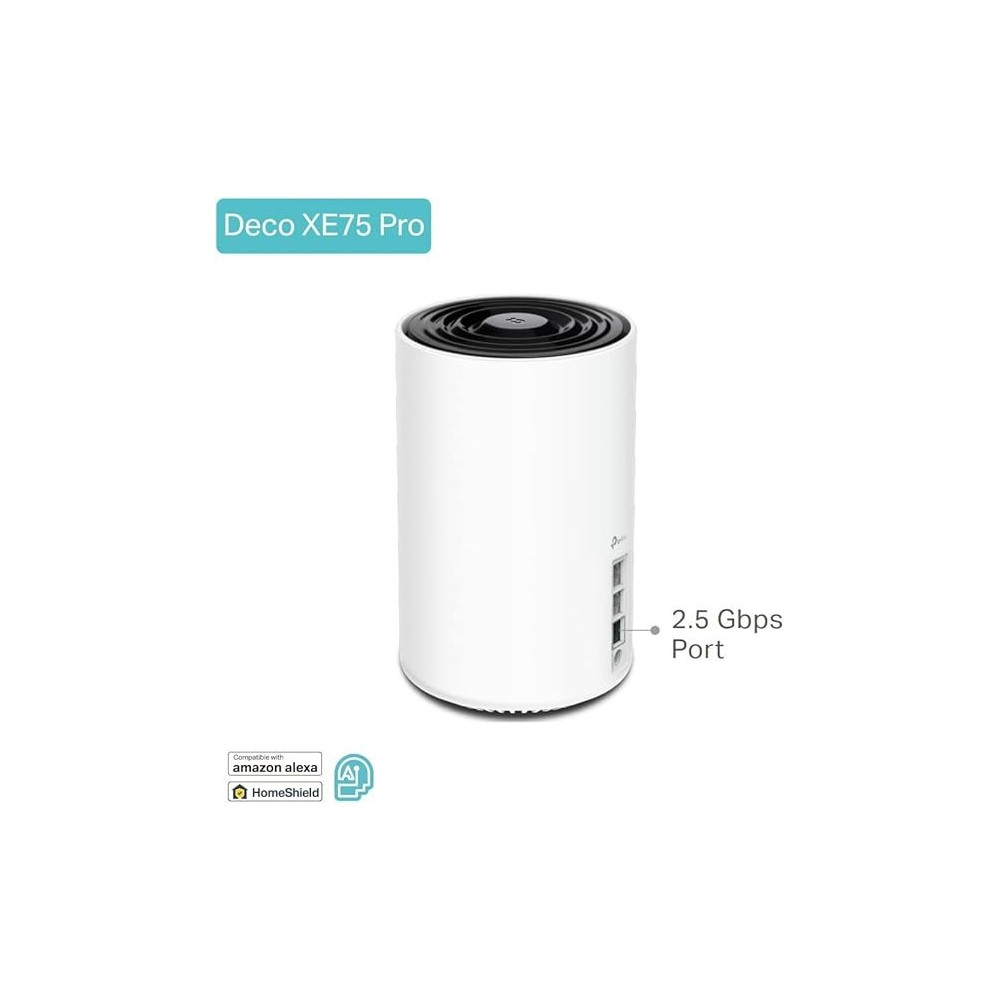 TP-Link Deco XE75 Pro AXE5400 Whole Home Tri-Band Mesh Wi-Fi 6E System, 1× 2.5 Gbps Port Plus 2× Gigabit Ports, AI-Driven Mesh, cover up to 2,900 ft2, Connect up to 200 devices, Home Shield, 8K, Pack of 3