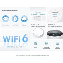 TP-Link Deco X50-PoE AX3000 Whole Home Mesh Wi-Fi 6 System with PoE, Dual-Band, AI-Driven Mesh, cover up to 6,500 ft2, Connect up to 150 devices, 1.0 GHz Dual-Core CPU, HomeShield, Pack of 3