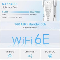 TP-Link AXE5400 Tri-Band Mesh Wi-Fi 6E Range Extender, Broadband/Wi-Fi Extender, Wi-Fi Booster/Hotspot with 1 Gigabit Port, 160 MHz Channels, Built-In Access Point Mode, Easy Setup, RE815XE