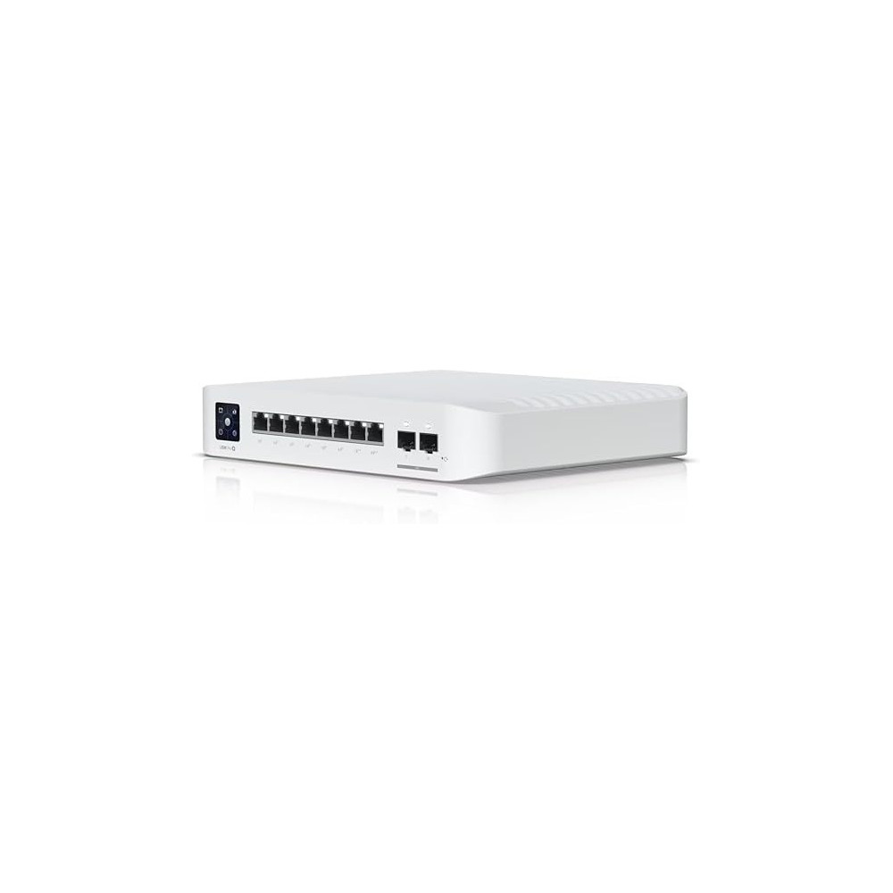 Ubiquiti Networks Pro 8 PoE Switch, 1.3 inch Touchscreen, AR Switch Management, 8-port, Layer 3 Switch with PoE+ and PoE++ Output, 120 W PoE Availability, Wall-Mountable Kit, White, USW-PRO-8-POE