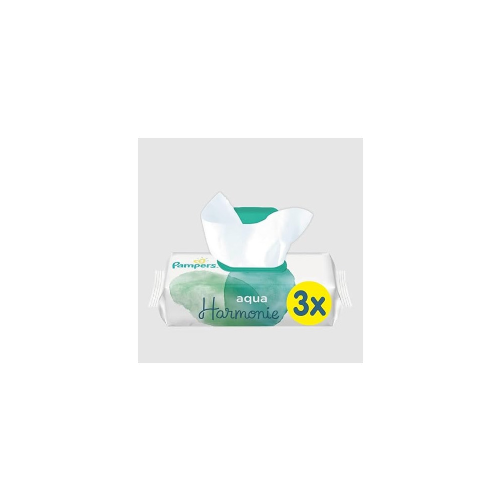 Pampers Aqua Harmony Wipes, Made Of 99% Pure Water And Fragrance Free And Alcohol-Free, Pack Of 6 x 144 Wipes (Total 864 Wipes)