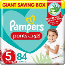 Pampers Baby-Dry Pants Diapers With Aloe Vera Lotion, 360 Fit And Up To 100% Leakproof, Size 5, 12-18Kg, Double Mega Box, 84 Count