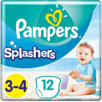 Pampers Splashers Disposable Swimming Trunks Size 3-4 (6-11 Kg) For Optimal Protection In The Water, 12 Nappies