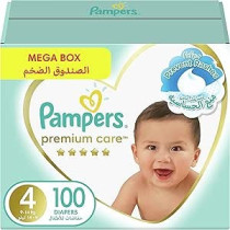 Pampers Premium Care Taped Baby Diapers, Size 4, 9-14 Kg, Unique Softest Absorption For Ultimate Skin Protection, 100 Count