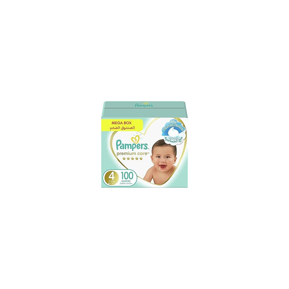 Pampers Premium Care Taped Baby Diapers, Size 4, 9-14 Kg, Unique Softest Absorption For Ultimate Skin Protection, 100 Count