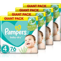 Pampers Baby-Dry Taped Diapers With Aloe Vera Lotion, Up To 100% Leakage Protection, Size 4, 9-14Kg, 304 Count