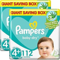 Pampers Baby-Dry Diapers With Aloe Vera Lotion And Leakage Protection, Size 4+, 9-16 Kg, 224 Diapers