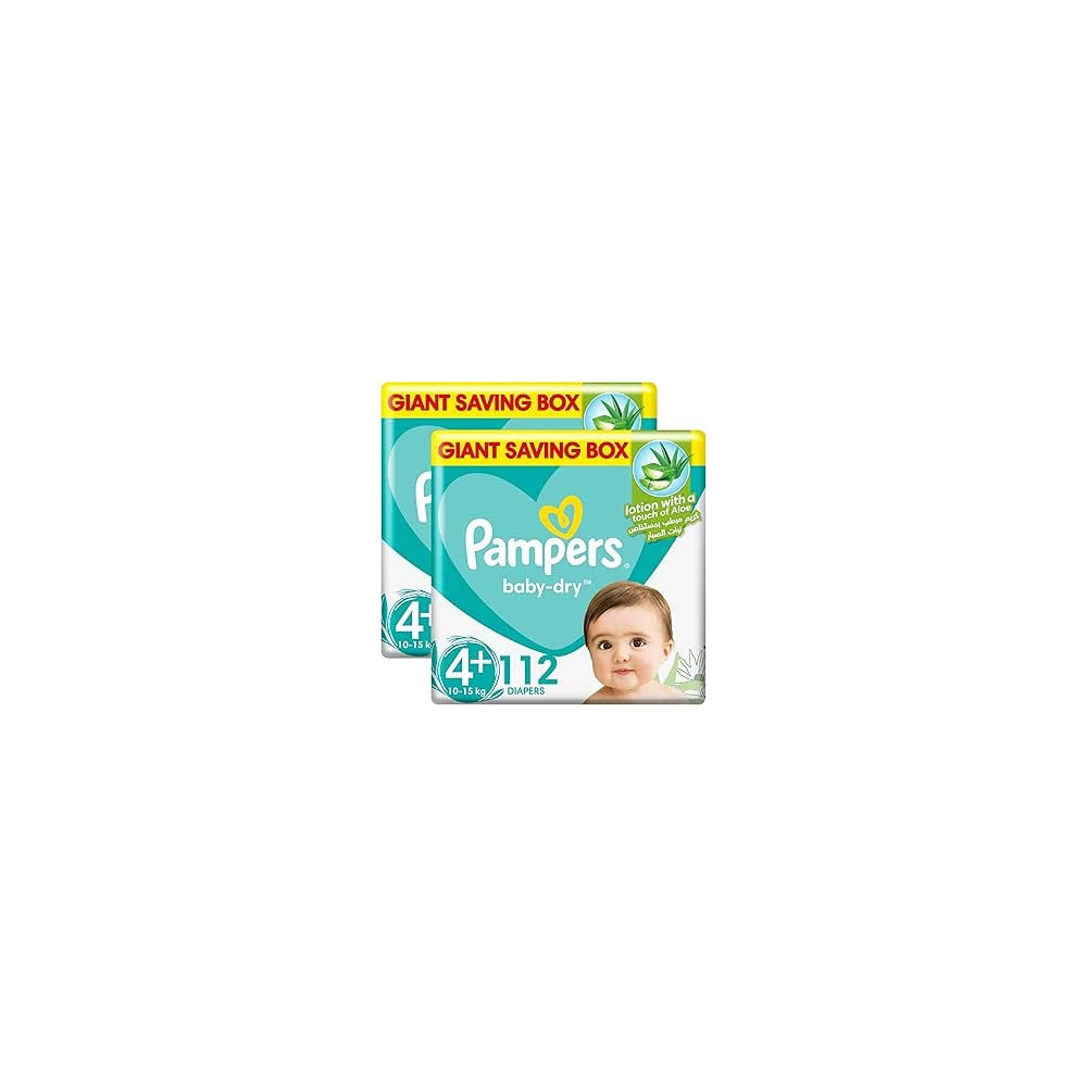 Pampers Baby-Dry Diapers With Aloe Vera Lotion And Leakage Protection, Size 4+, 9-16 Kg, 224 Diapers