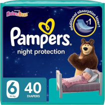 Pampers Baby-Dry Night Diapers Additional Absorption Layer For Overnight Leakage Protection, Size 6, 14 Plus Kg, 40 Diaper Count