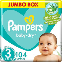 Pampers Baby-Dry, Size 3, Midi, 6-10 Kg, Jumbo Box, 104 Diapers