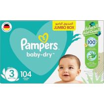 Pampers Baby-Dry, Size 3, Midi, 6-10 Kg, Jumbo Box, 104 Diapers